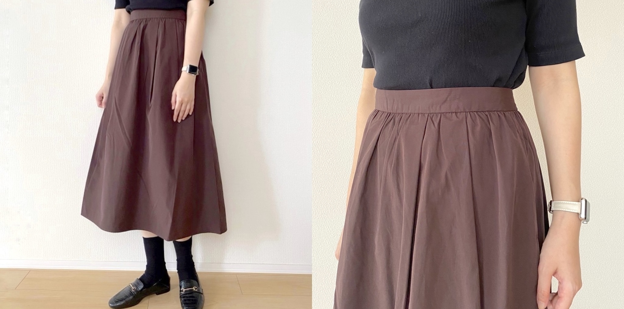 GU（ジーユー）のおすすめファッションアイテム「タックフレアスカートZ+E」