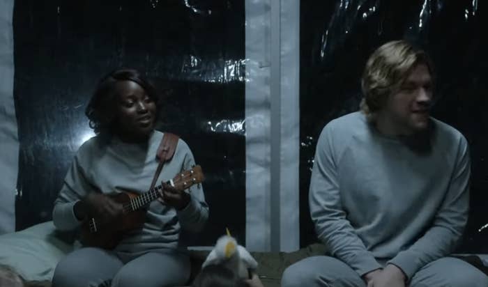 Lupita Nyong&#x27;o plays a ukulele in final scene of Little Monsters