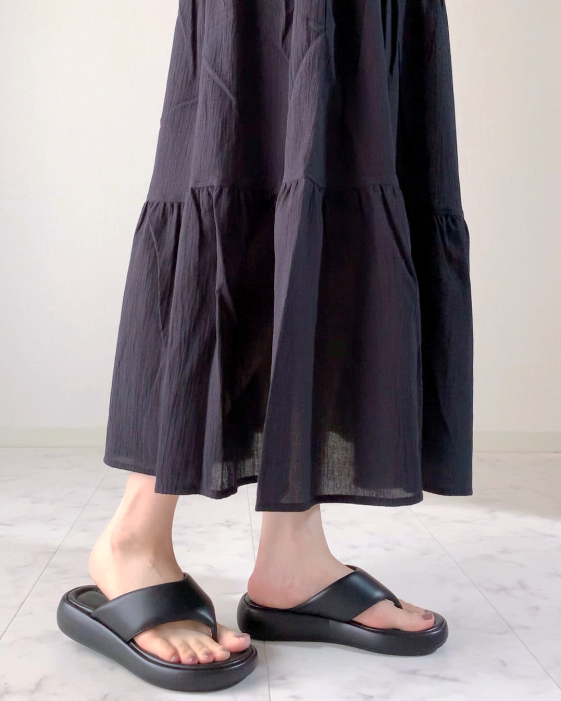 GU(ジーユー)のおすすめスカート「ティアードロングスカートQ+E」