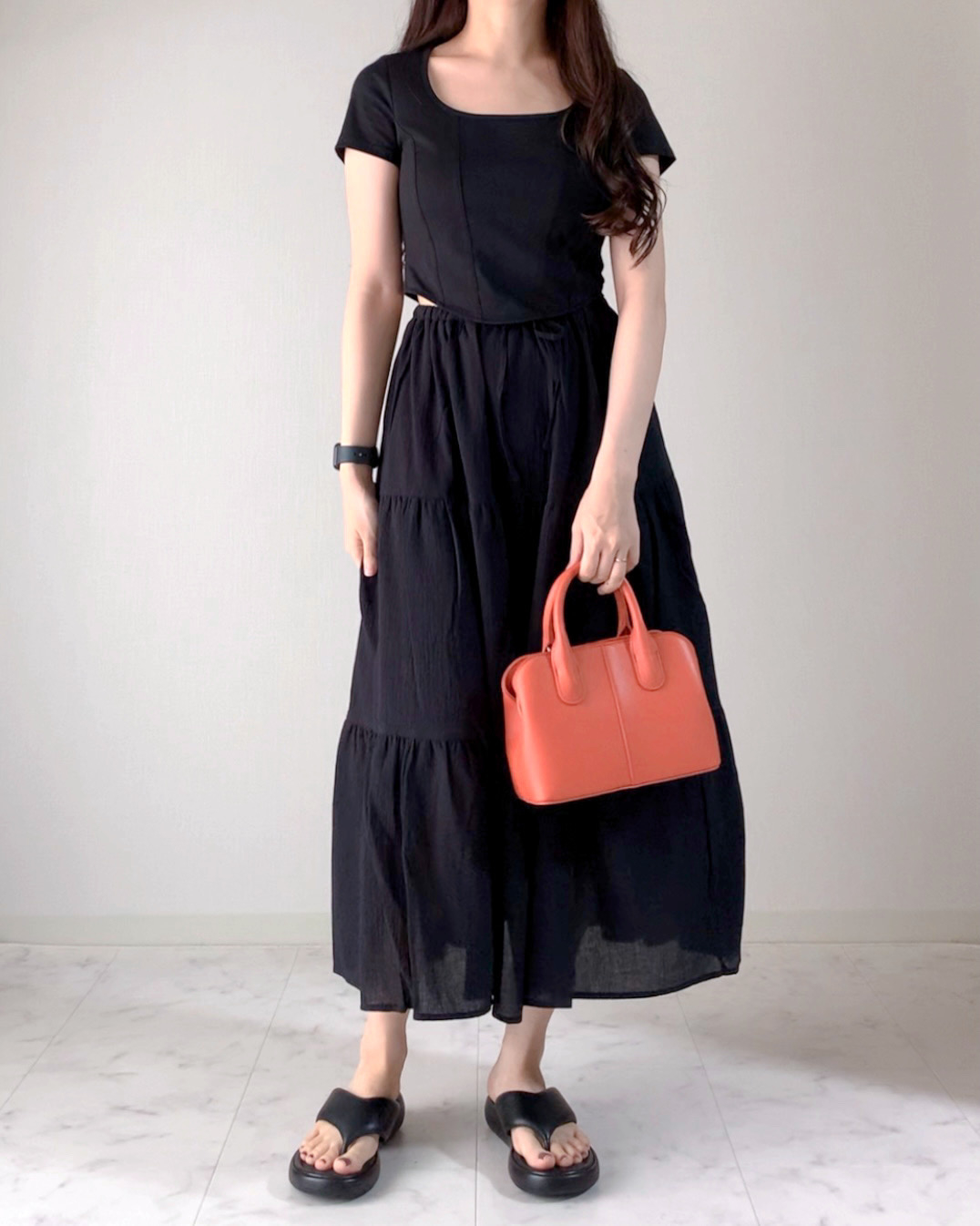 GU(ジーユー)のおすすめスカート「ティアードロングスカートQ+E」