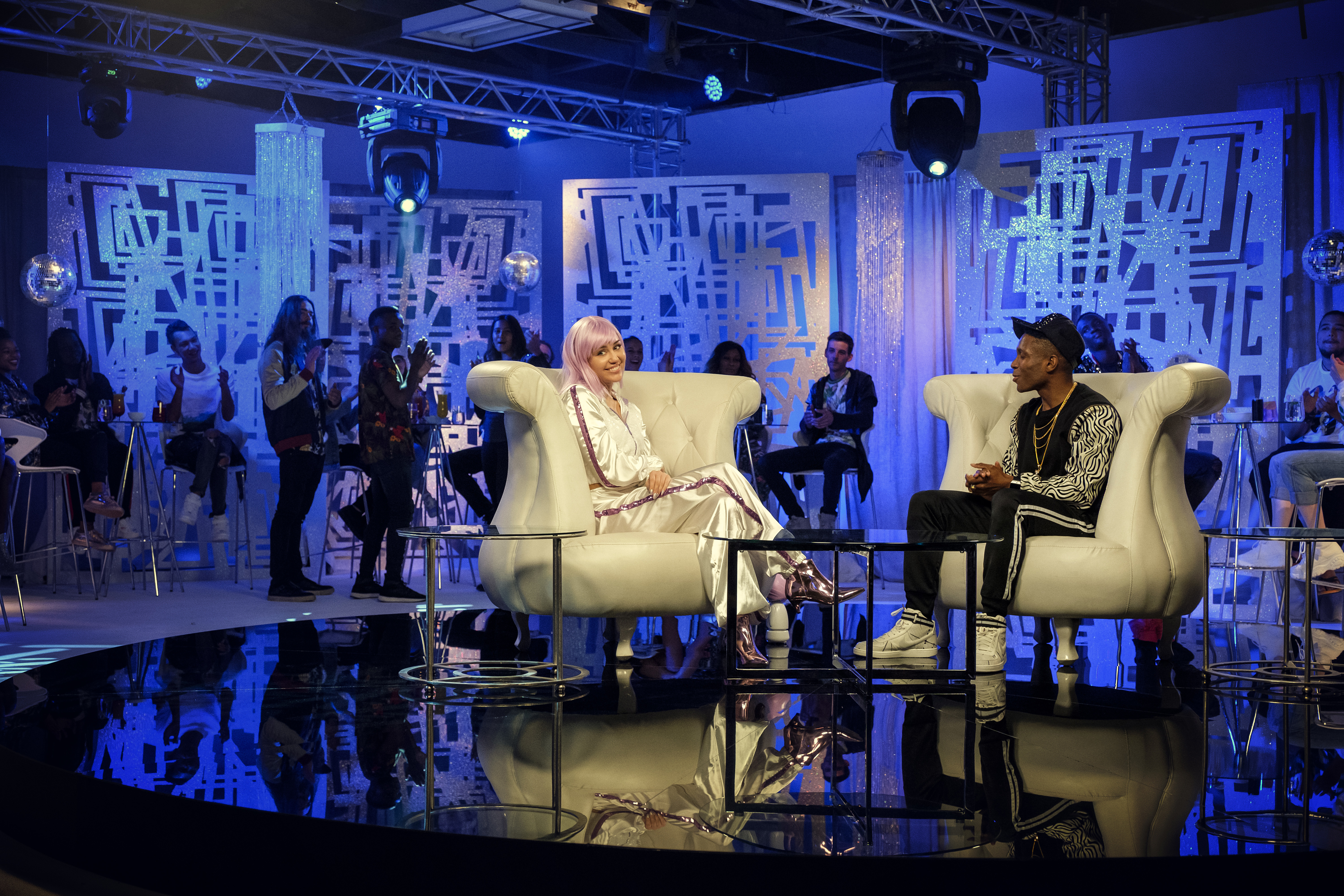 Miley Cyrus being interviewed