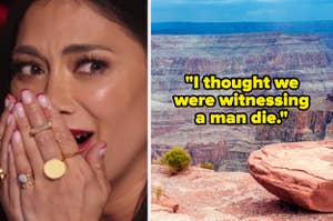 "I thought we were witnessing a man die" over a gasping woman and the grand canyon