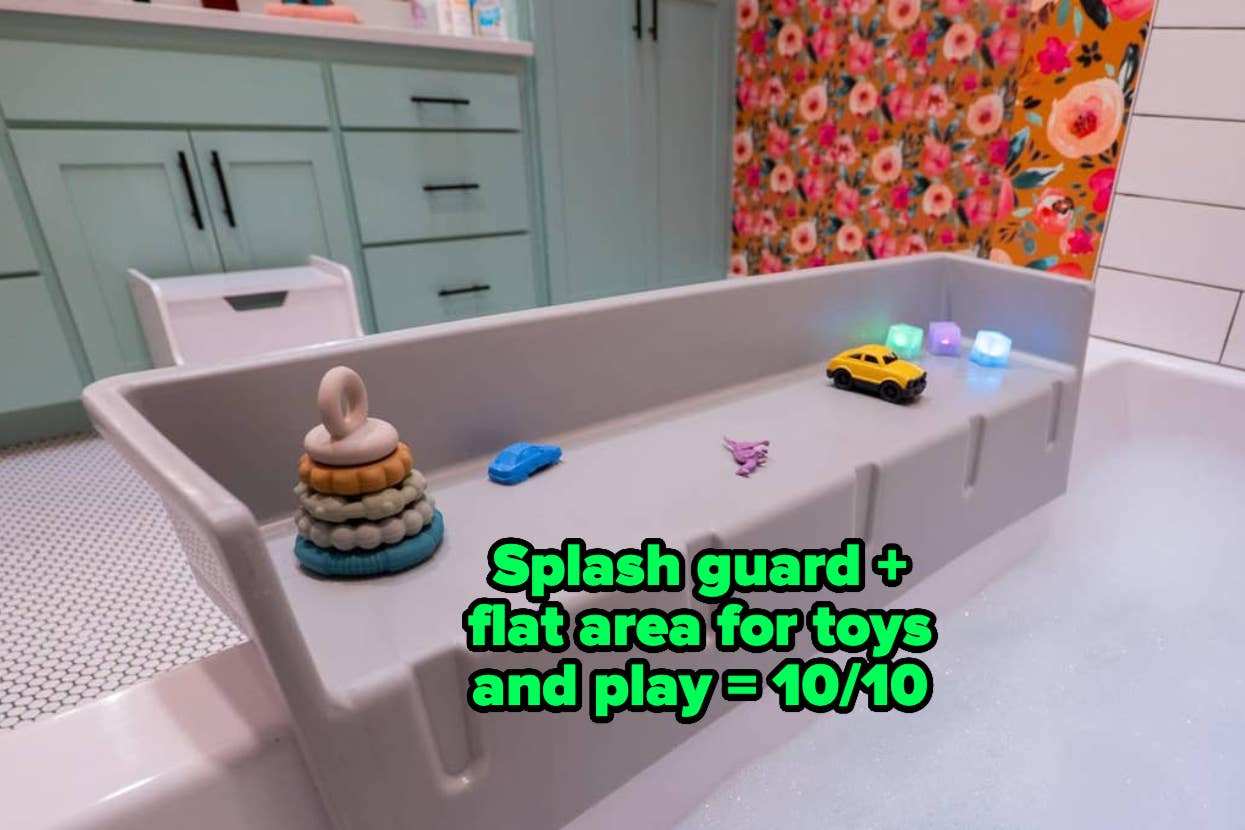 a tub topper attached to a bath tub with toys on it