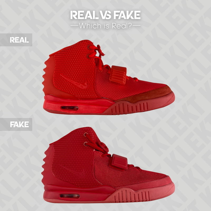 Real vs Fake Nike Air Yeezy 2 Red October Comparison