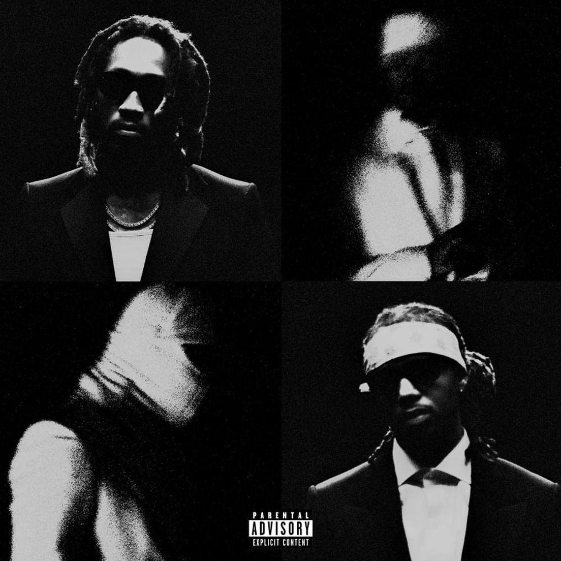 Cover of the album &quot;Business Is Business&quot; by Young Thug. The image has four distorted black-and-white portraits, featuring Young Thug in different artistic, obscured poses