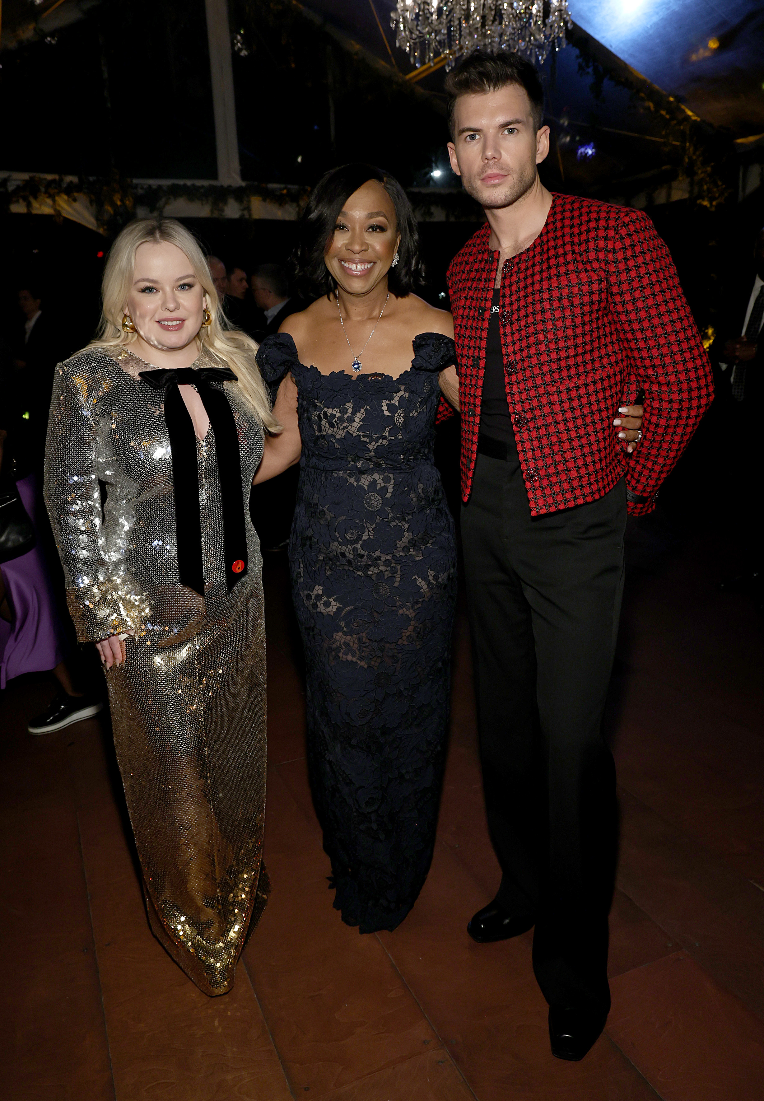 Nicola Coughlan, Shonda Rhimes, and Luke Newton at a Bridgerton event