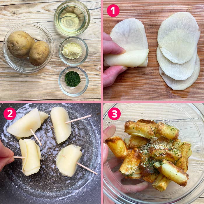 じゃがいも、チーズ、油の材料。