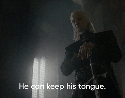 Matt Smith as Daemon Targaryen in HBO's &quot;House of the Dragon,&quot; holding a sword and saying, &quot;He can keep his tongue.&quot;