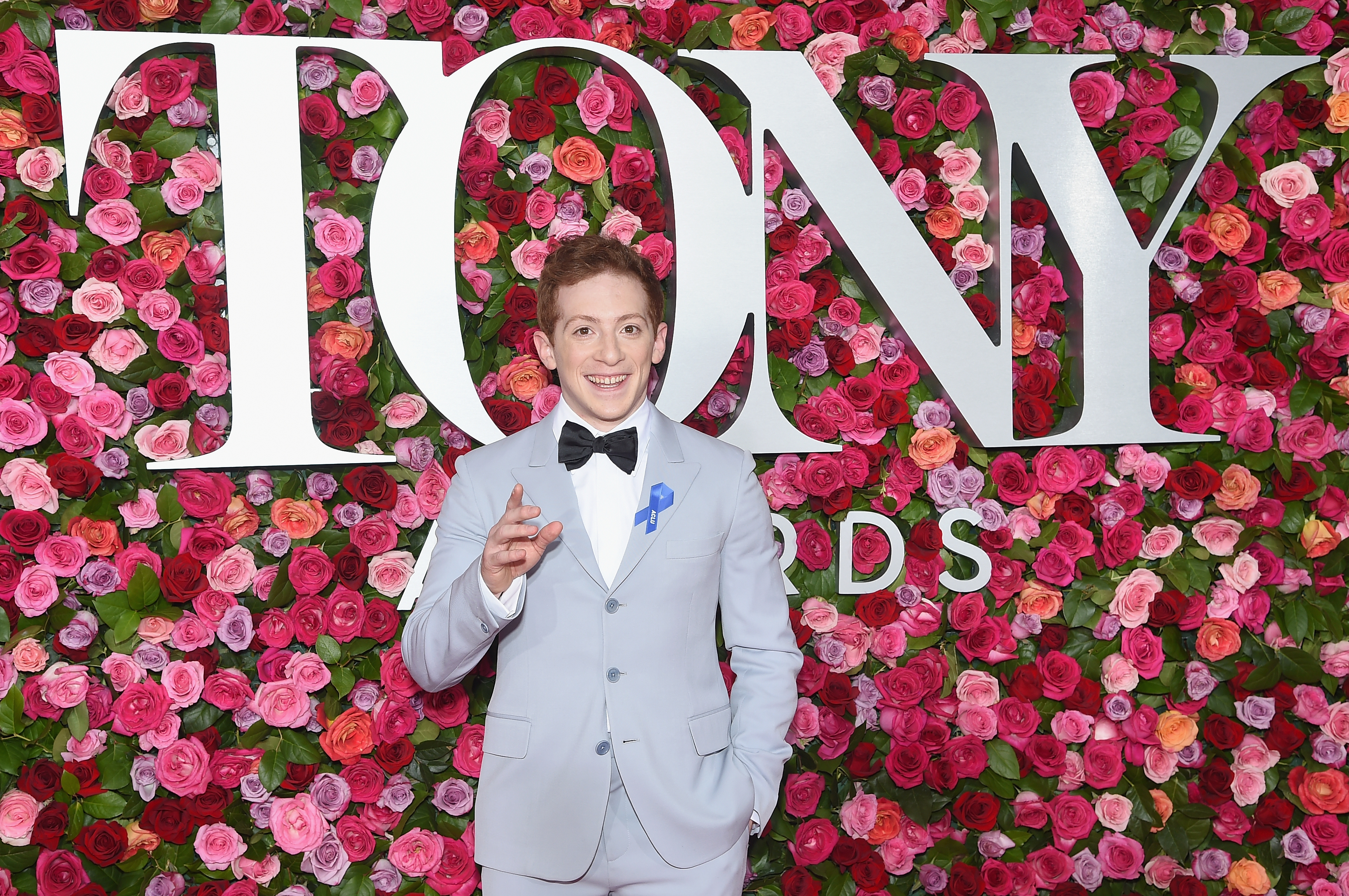 Closeup of Ethan Slater at the Tony Awards