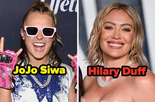 A closeup of JoJo Siwa vs a closeup of Hilary Duff
