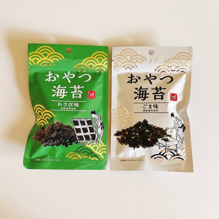 カルディのおすすめおやつ「おやつ海苔(わさび味)」「おやつ海苔(ごま味)」