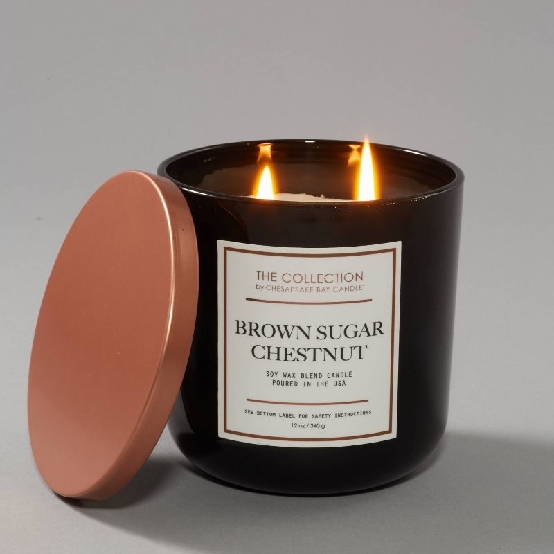 brown sugar chestnut scented two wick candle