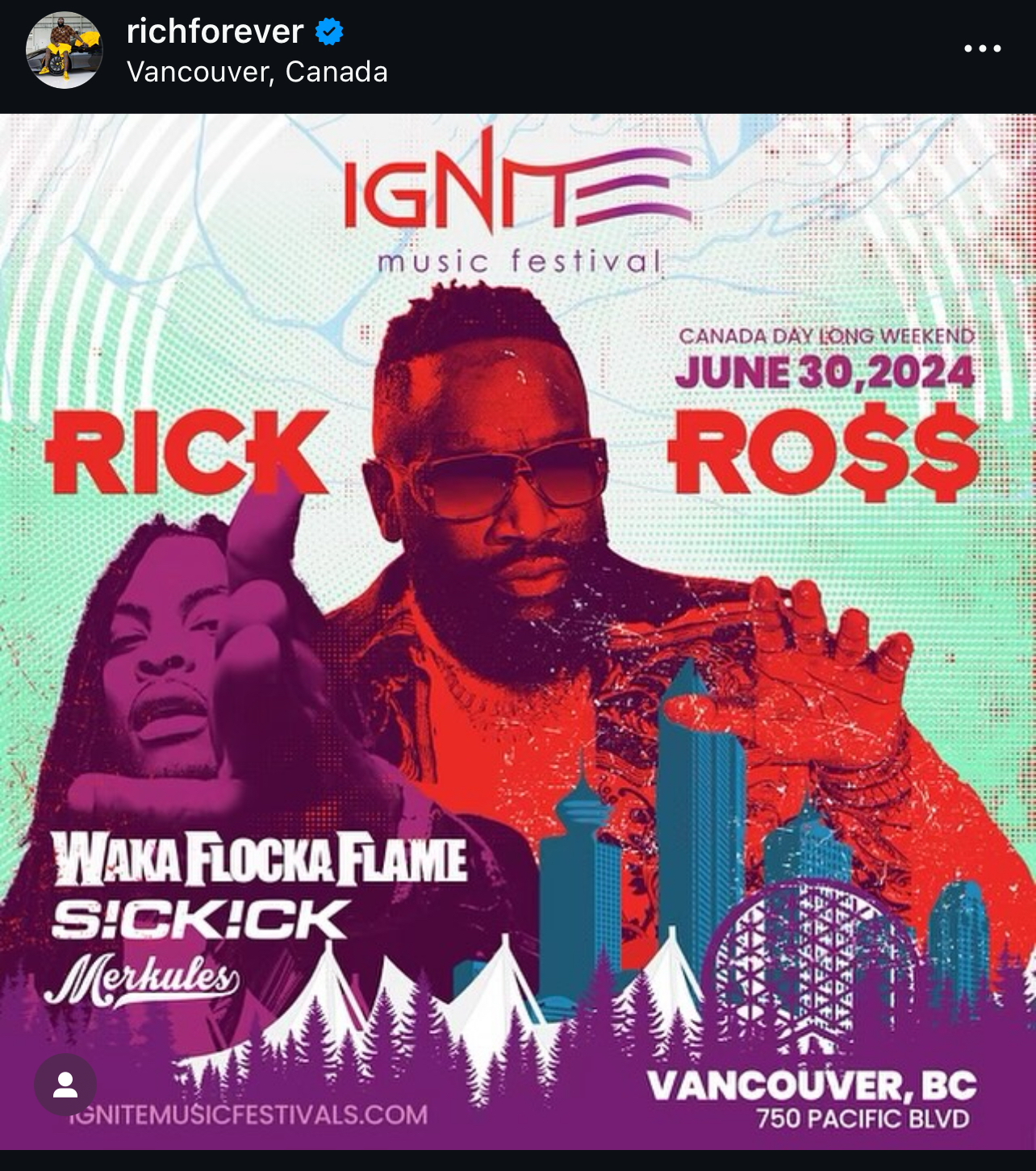Rick Ross and Waka Flocka Flame will headline the Ignite Music Festival on June 30, 2024, in Vancouver, BC. Special guest: Merkules