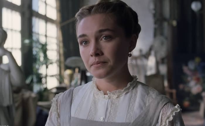 Florence Pugh as Amy in a scene from "Little Women" (2019), talking about marriage being an economic proposition