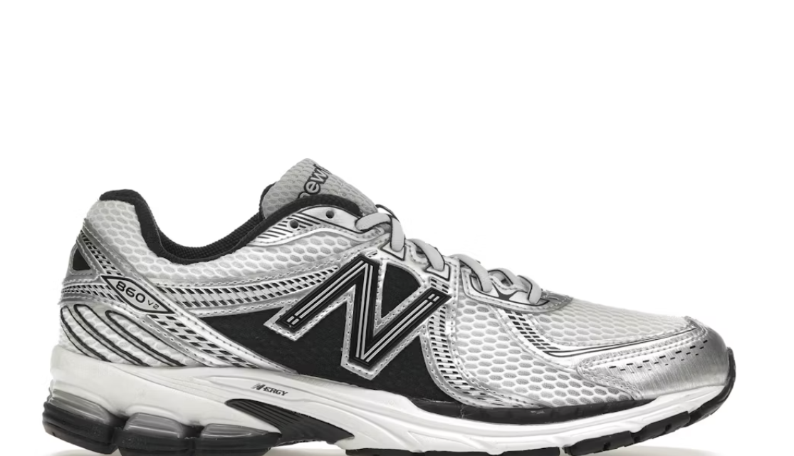 New Balance 860v2 sneaker with a modern, sporty design, featuring mesh and synthetic overlays and a cushioned sole