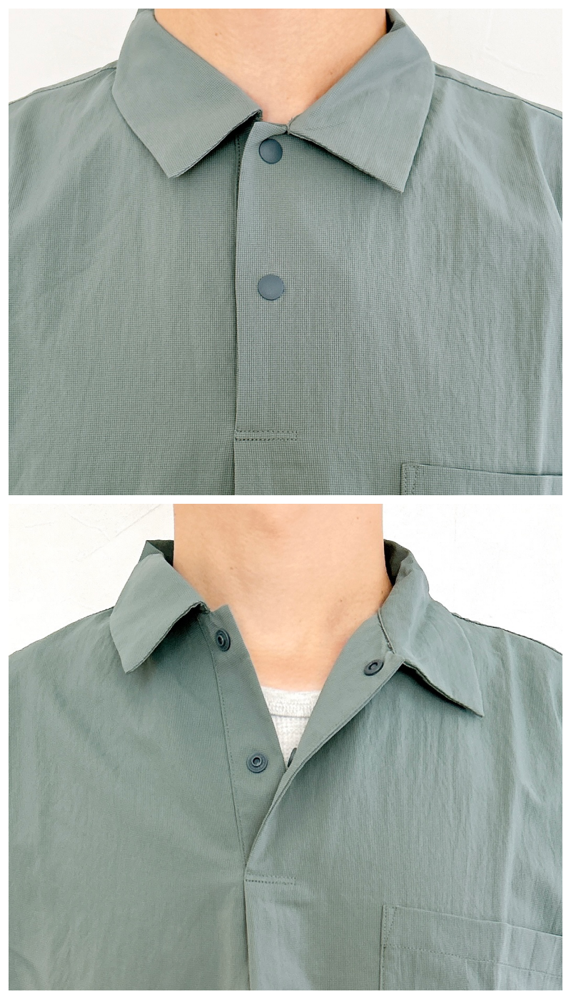 無印良品のおすすめメンズファッションアイテム「紳士 風を通すストレッチ半袖布帛ポロシャツ」