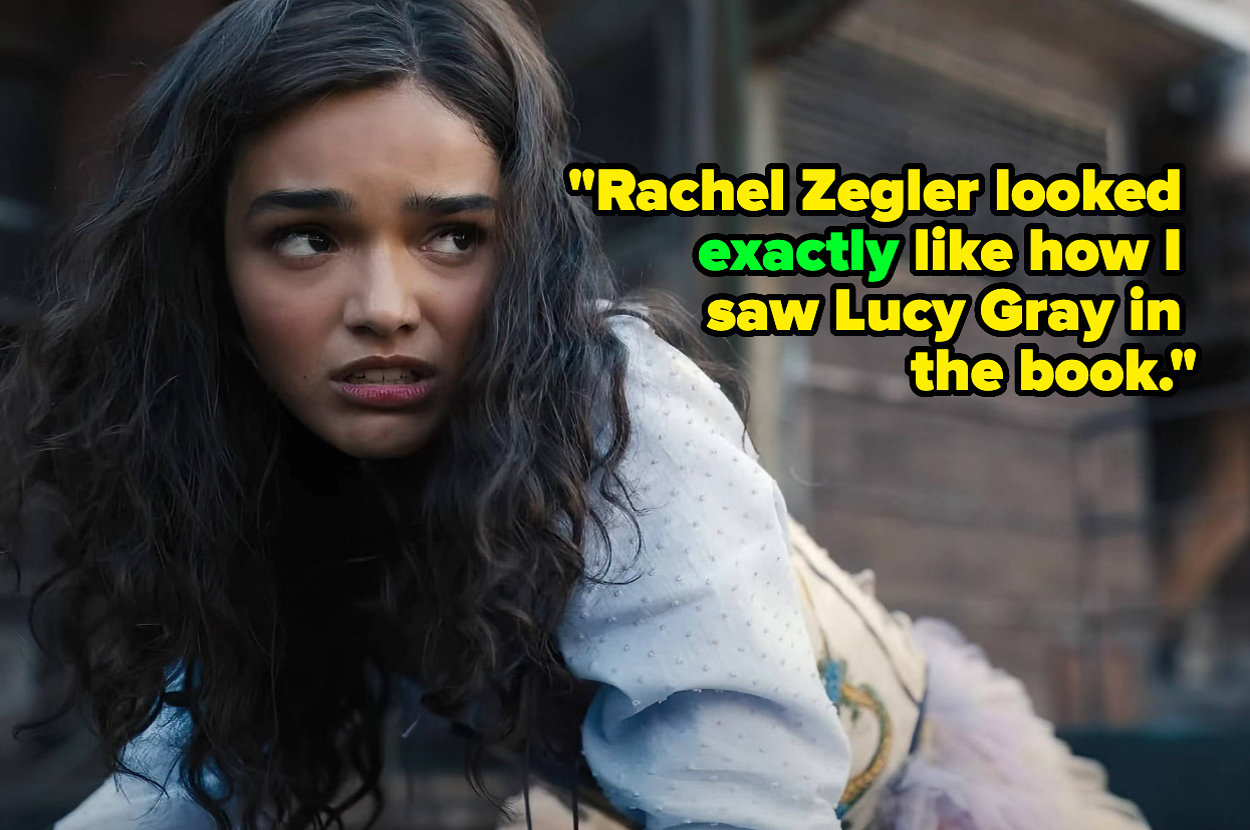 Rachel Zegler portrays Lucy Gray. Text reads: "Rachel Zegler looked exactly like how I saw Lucy Gray in the book."