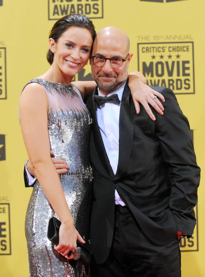Emily Blunt in a shimmering sequin dress and Stanley Tucci in a tuxedo at the 15th Annual Critics' Choice Movie Awards