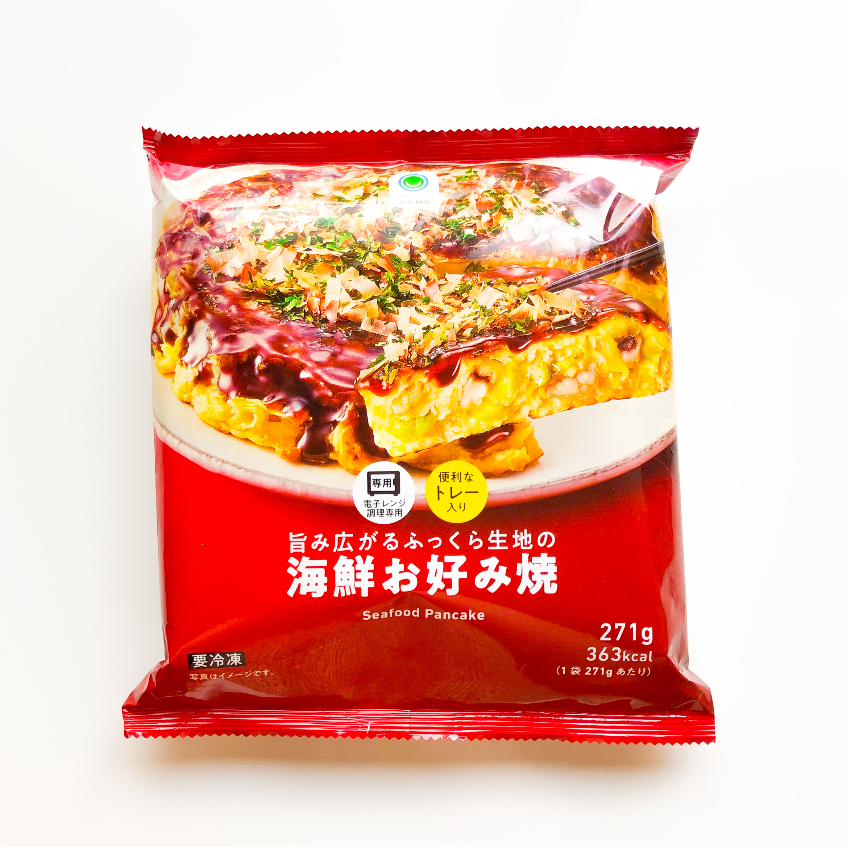 FamilyMart（ファミリーマート）のおすすめ冷凍食品「旨み広がるふっくら生地の海鮮お好み焼」