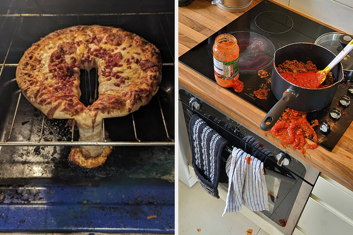 Image split in two with text. Left: A boat stuck on the shore with text “Someone made a big mistake.” Right: Hand holding a crumpled $100 bill with text “I thought I was rich."