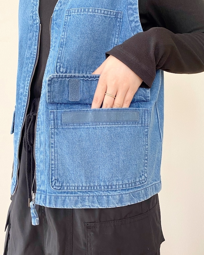 GUのオススメのベスト「デニムマルチポケットベスト（セットアップ可能）」