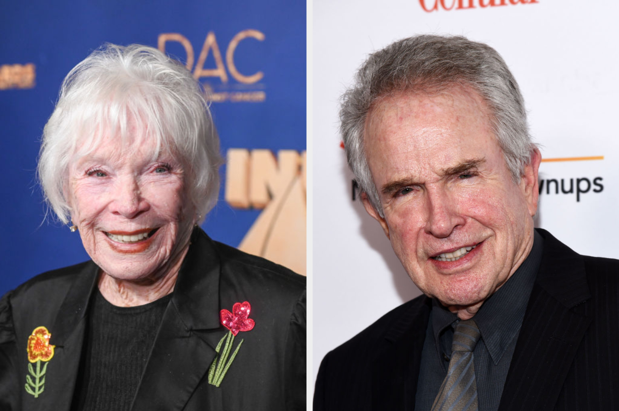 An elderly woman and an elderly man smile at separate events. The woman has a jacket with floral embroidery, while the man is in a suit and tie