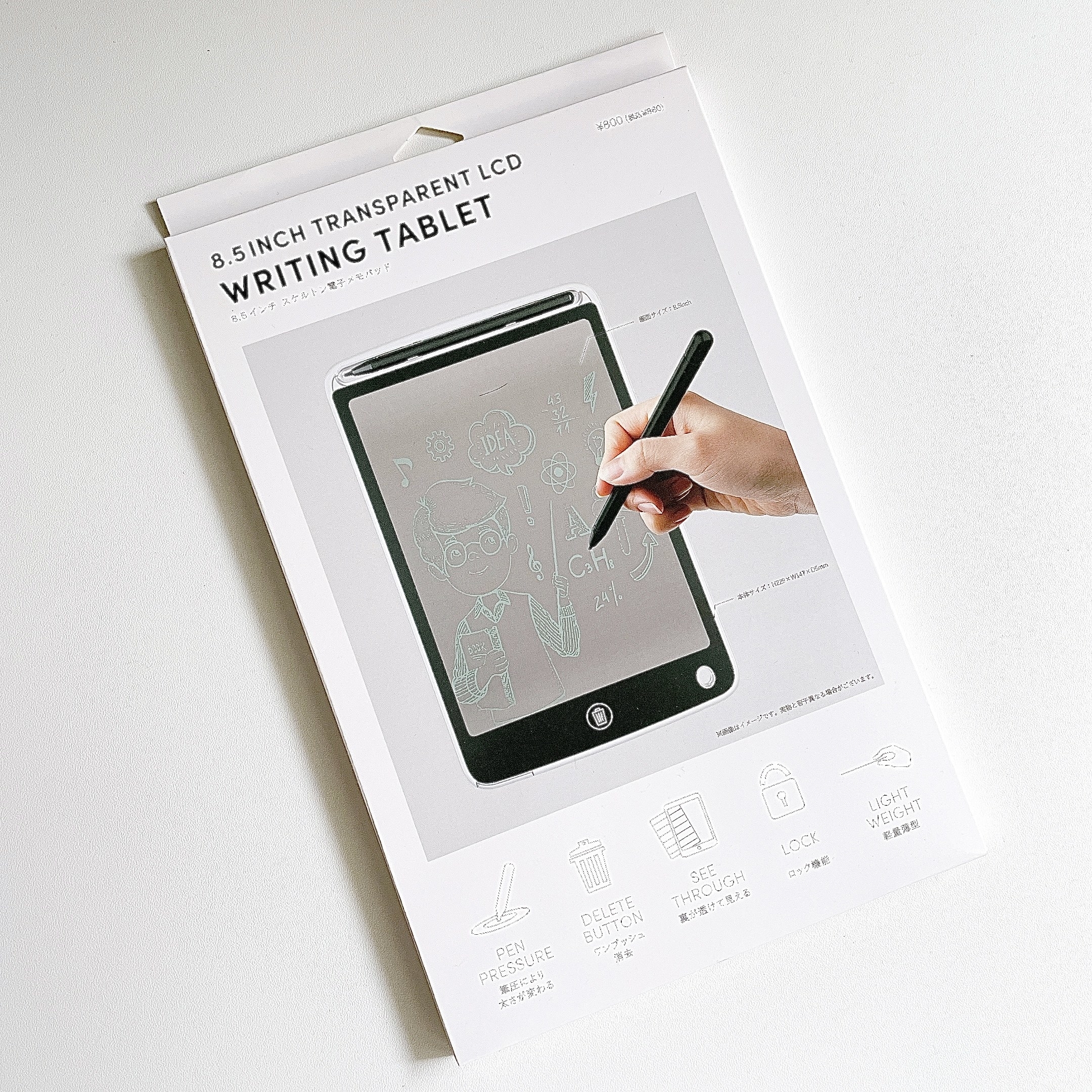 3COINS(スリーコインズ)のおすすめ雑貨「8.5インチスケルトン電子メモパッド」