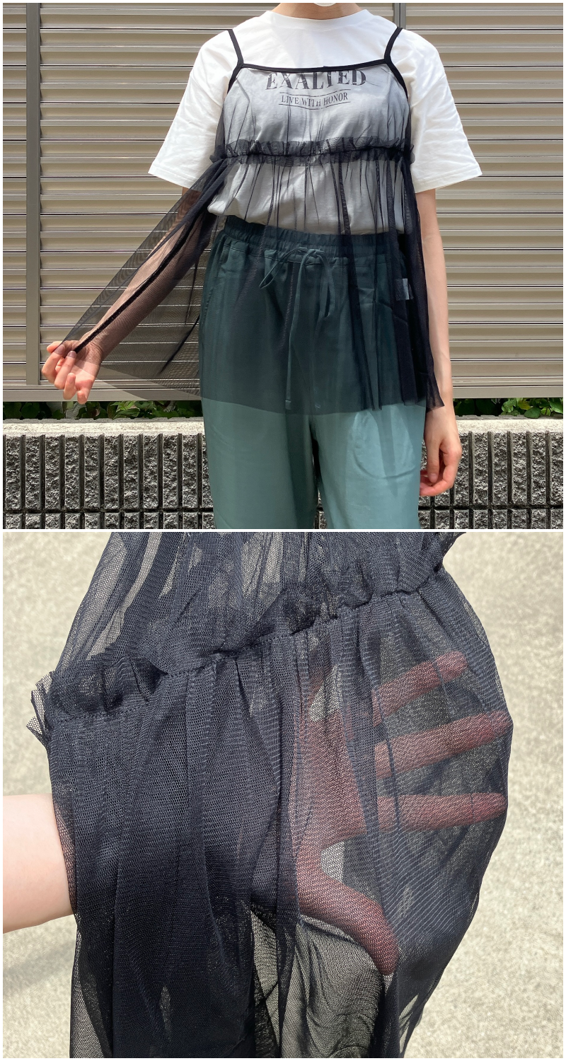 Honeys(ハニーズ)のお得な2点セットトップス「Tシャツ付チュールキャミ」