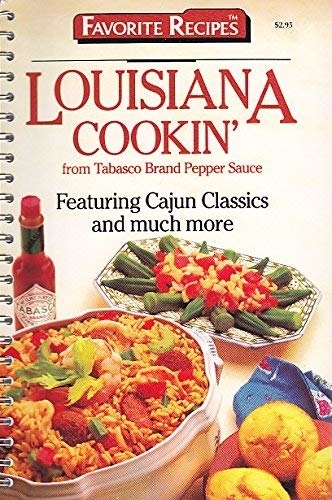 Cover of "Louisiana Cookin' from Tabasco Brand Pepper Sauce" featuring a dish with rice and vegetables, okra, and a bottle of Tabasco sauce