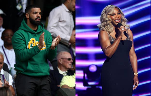 Drake cheering on Serena at Wimbledon in 2018; Serena Williams "Not Like Us"-ing Drake at the 2024 ESPYs.