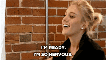 Heidi Montag looks excited with a wide smile, saying "I'm ready, I'm so nervous" to someone offscreen