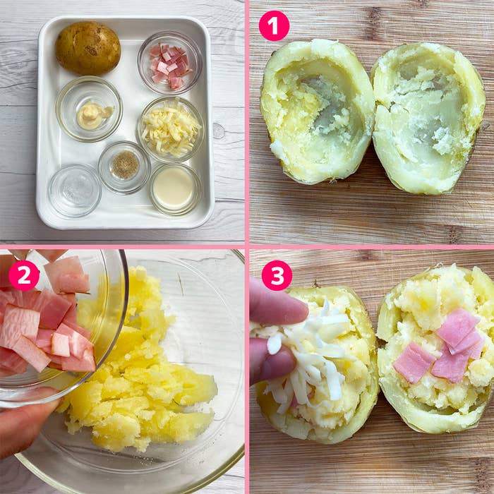 ジャガイモを使った料理の手順。