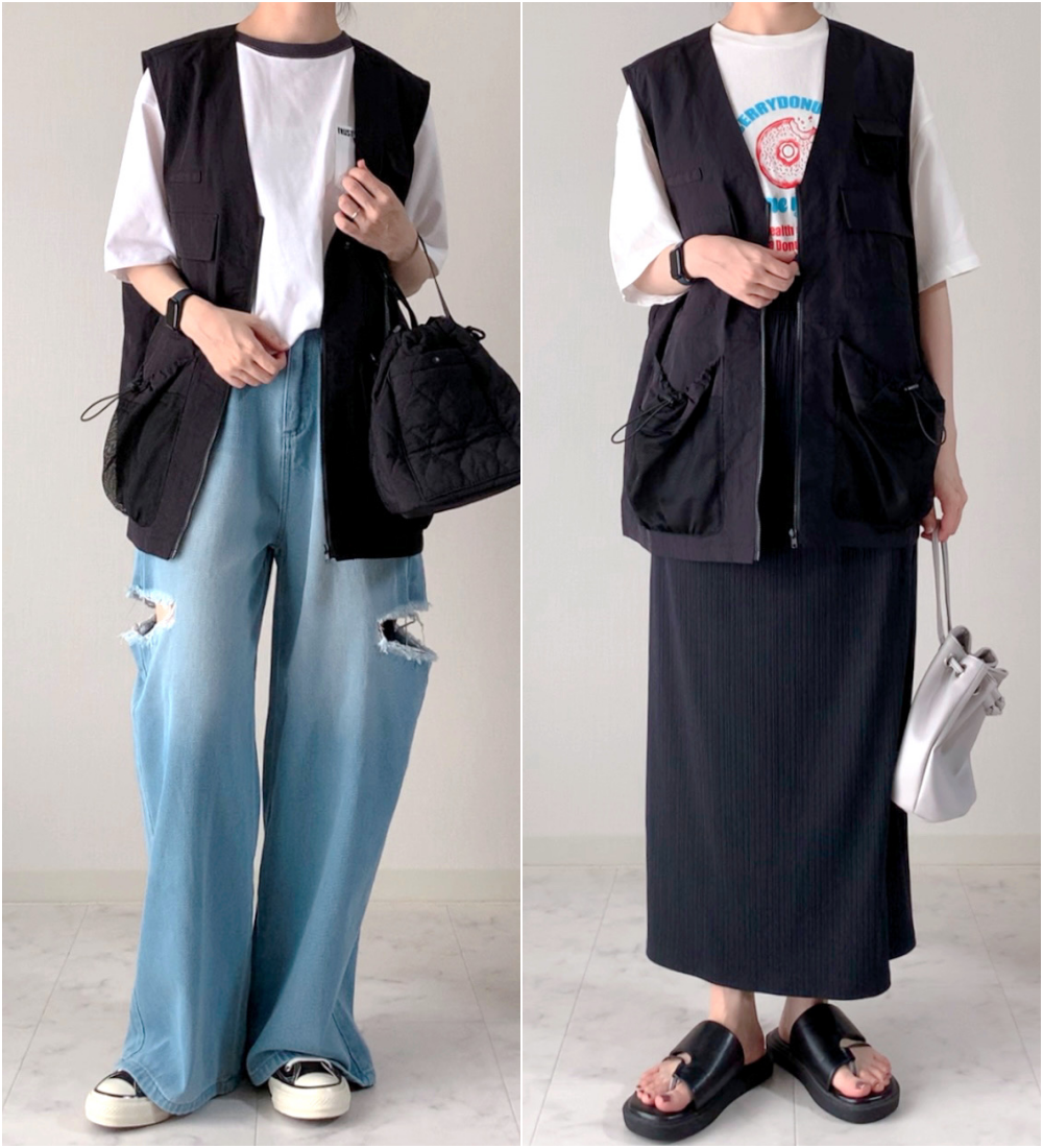 しまむらのオススメのトップス「TTanri*フィッシングV」のコーディネート