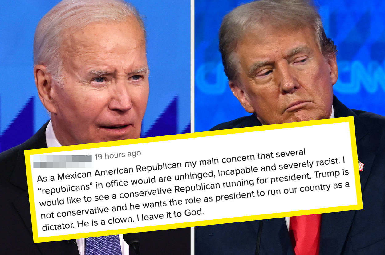 Jim Carrey and Alec Baldwin impersonate politicians on stage, both wearing suits with American flag pins