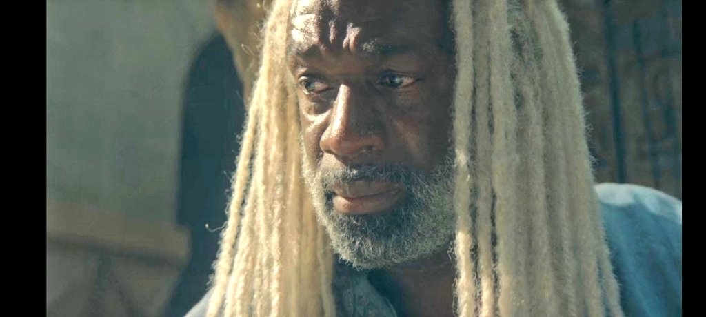 Un hombre con rastas largas y canosas y barba gris aparece con expresión pensativa