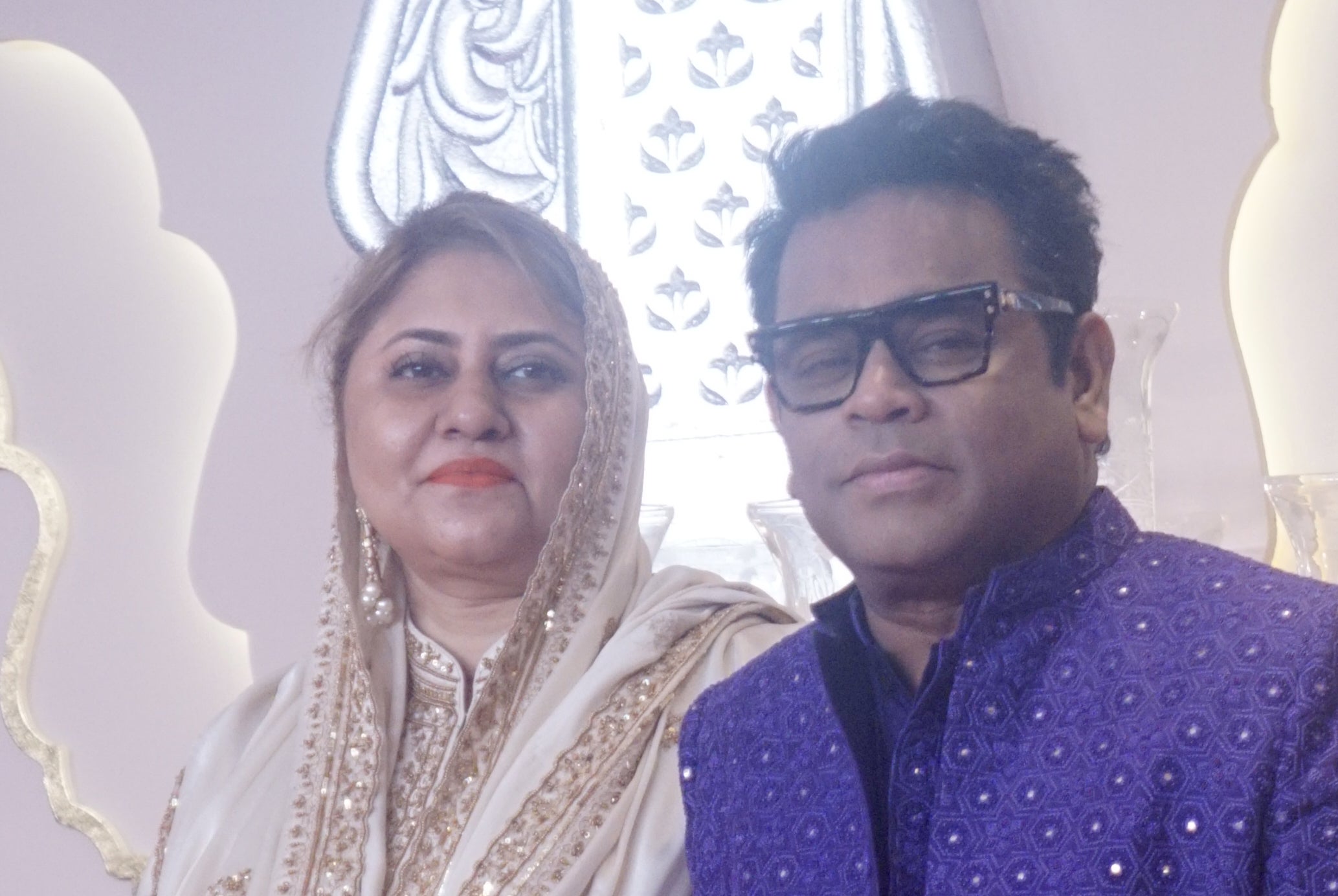 A.R. Rahman and Saira Banu close up