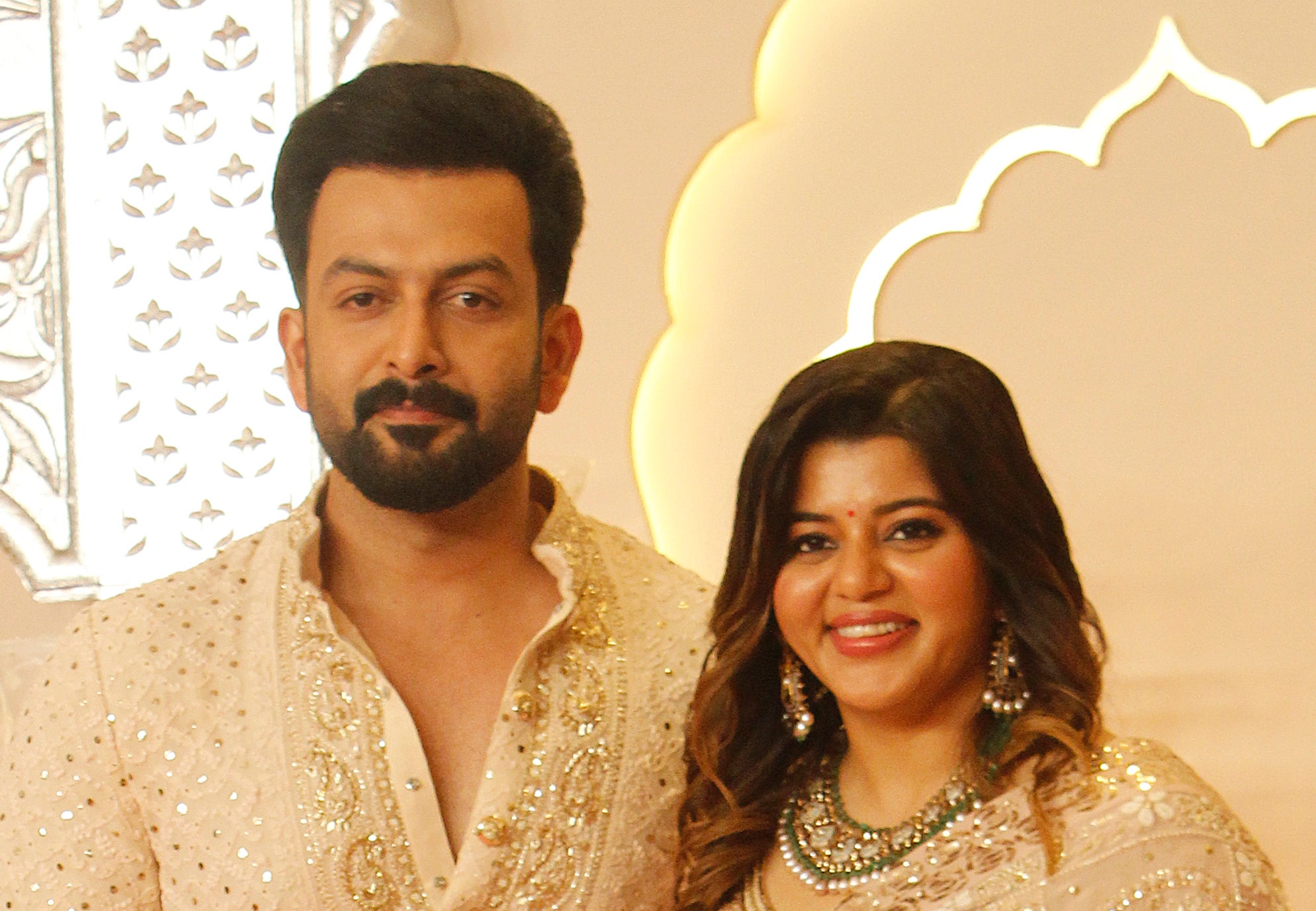 Prithviraj Sukumaran and Supriya Menon close up