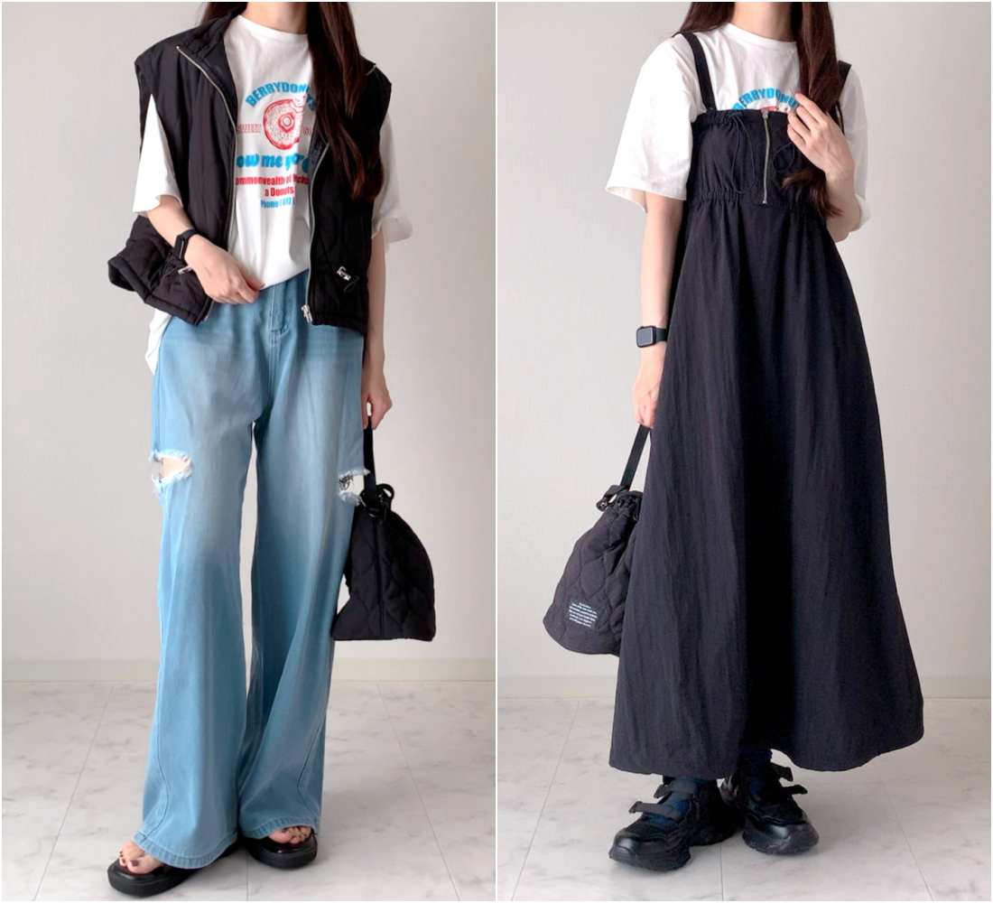 しまむらのおすすめファッションアイテム「TT*ドーナツT」のコーディネート