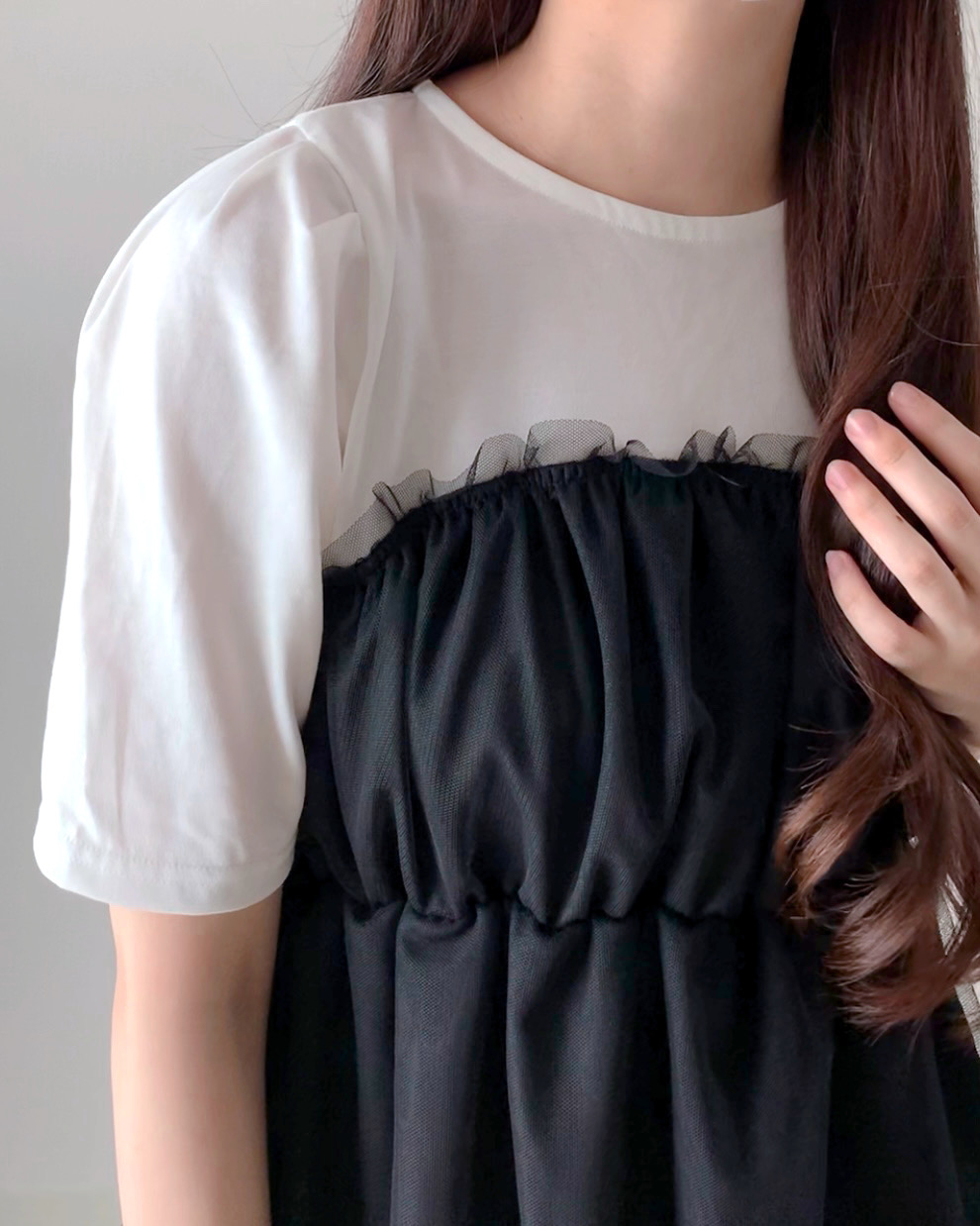 しまむらのおすすめファッションアイテム「TT*NAOチュールキリカエT」