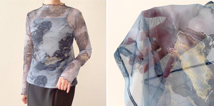 GU(ジーユー)のおすすめファッションアイテム「シアープリントボトルネックT(長袖)」