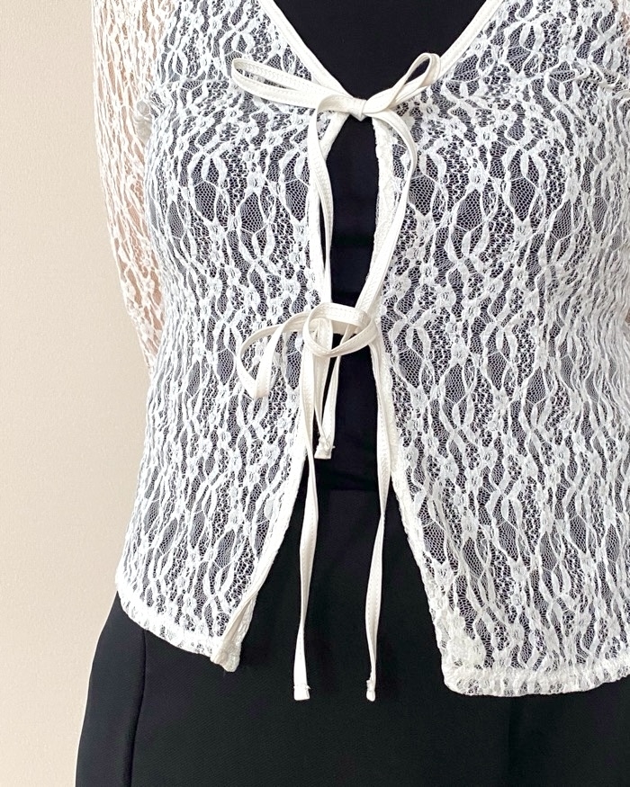 GU(ジーユー)のおすすめファッションアイテム「レースリボンカーディガン」