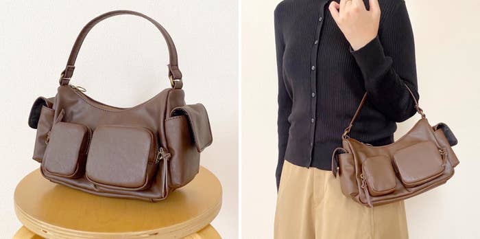 GU(ジーユー)のおすすめファッションアイテム「レザータッチアウトポケットバッグ」