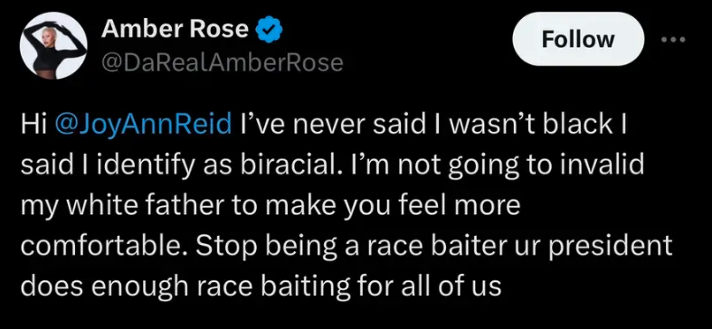 Screenshot of Amber Rose's tweet