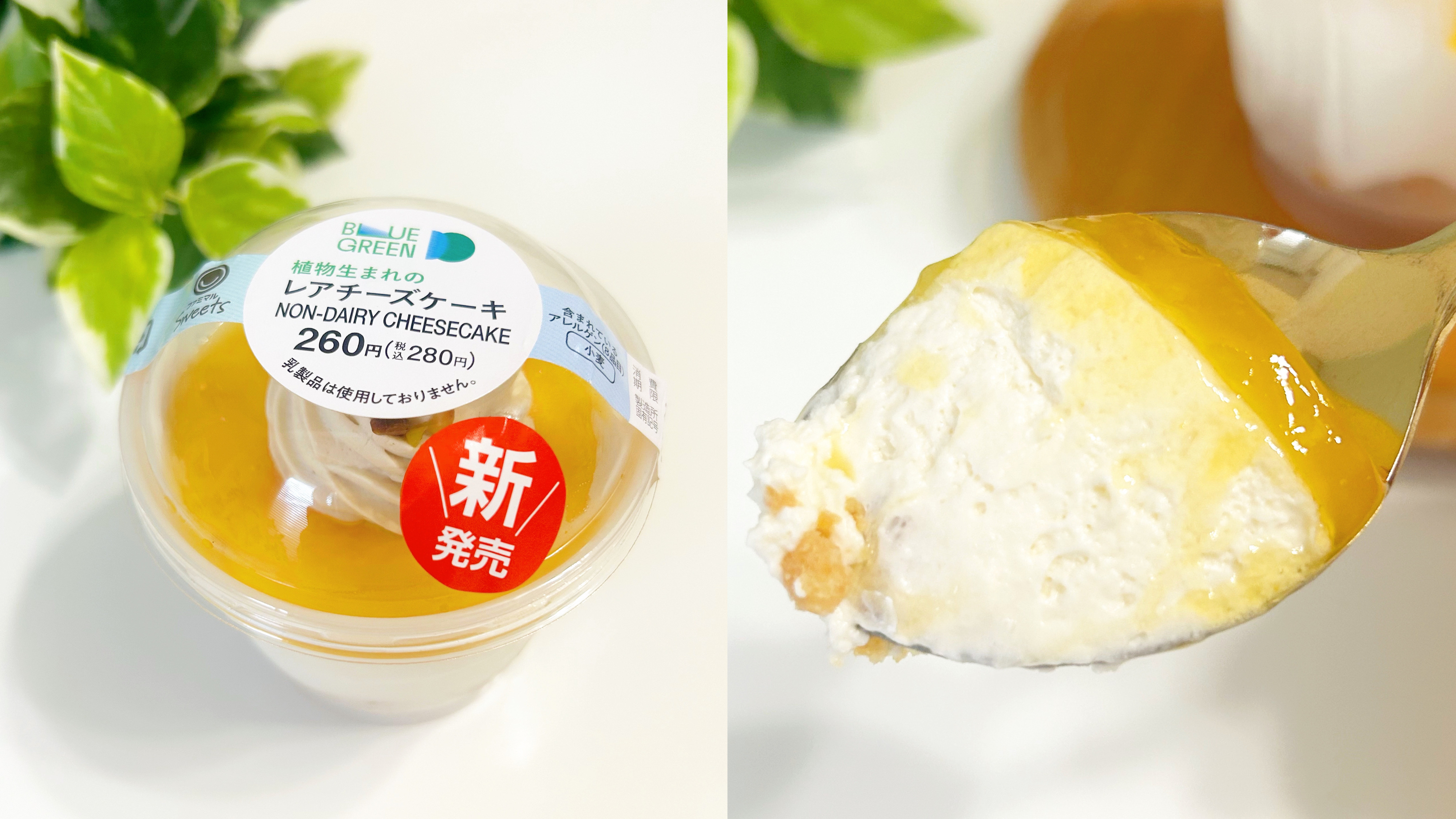 FamilyMart（ファミリーマート）のおすすめスイーツ「［ブルーグリーン］植物生まれのレアチーズケーキ」