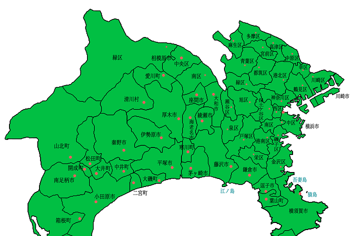 神奈川県の地図