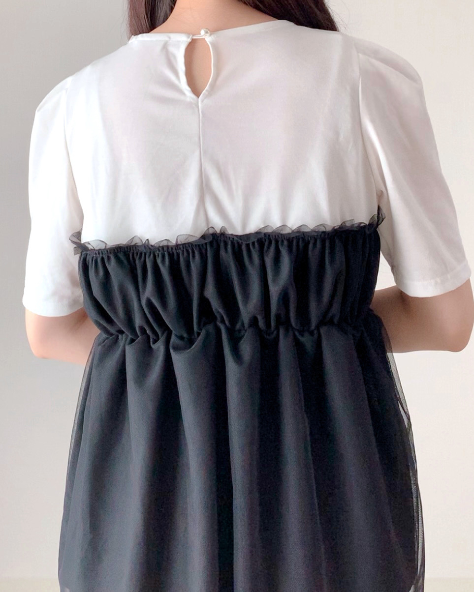 しまむらのおすすめ白Tシャツ「TT*NAOチュールキリカエT」