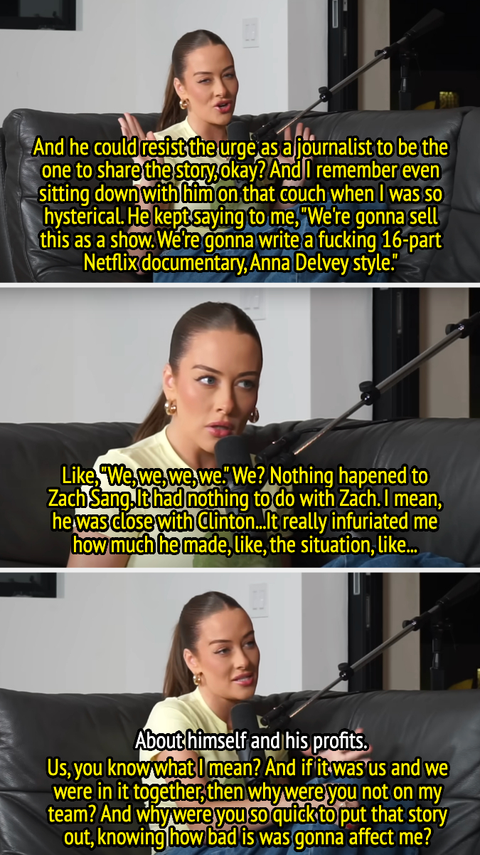 Brooke says Zach couldn't resist sharing her story and tried to make it about him