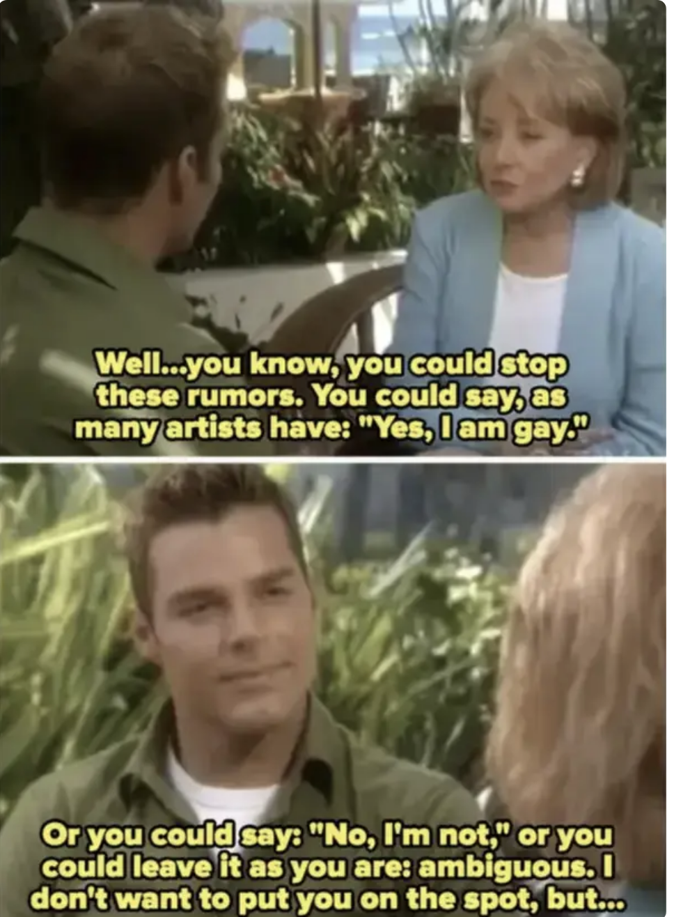 Barbara tells Ricky he could say whether or not he's gay, and that she doesn't want to put him on the spot, but&hellip;