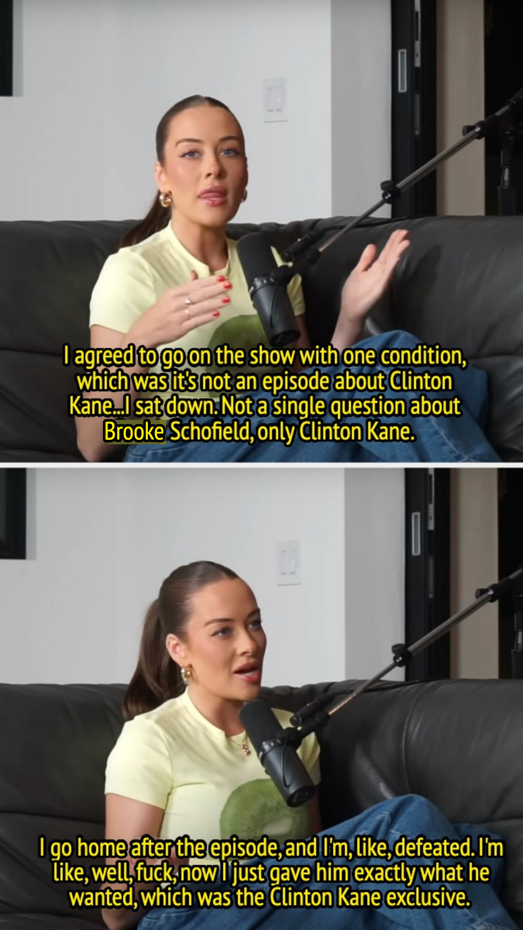 Brooke says that she agreed to appear on Zach's show under the condition that there would be no questions about Clinton Kane, but she ended up giving him the &quot;Clinton Kane exclusive&quot;