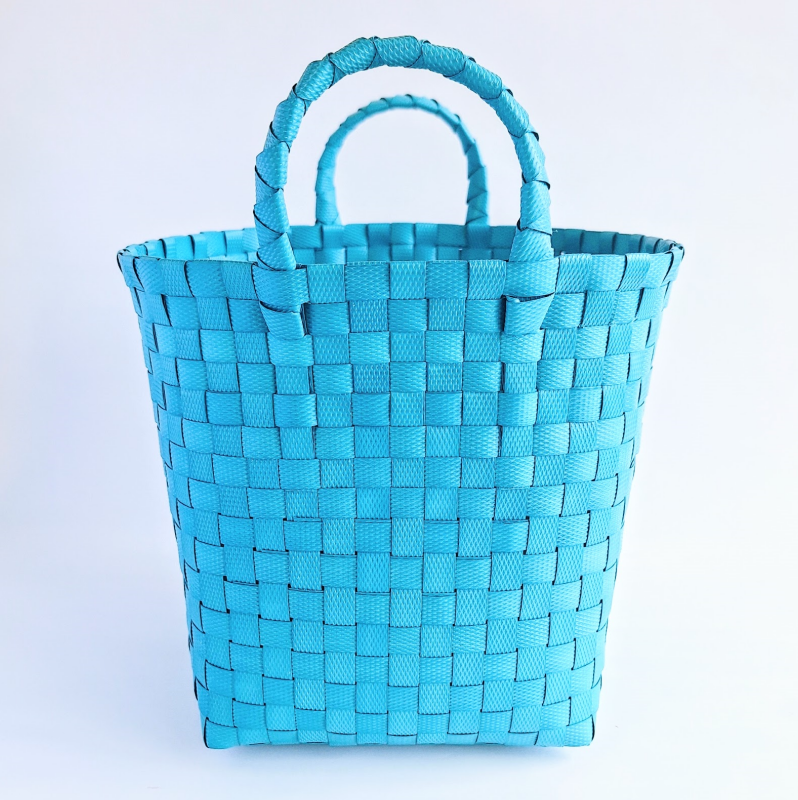 無印良品のおすすめ収納グッズ「ポリプロピレン 梱包用バンド 手編みバスケット 小 ブルー」